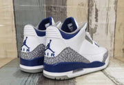 Jordan 3 White and Deep Blue Men's Sneakers