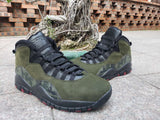 Air Jordan 10 High-Top Sneakers in Olive Camo