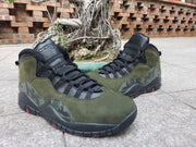 Air Jordan 10 High-Top Sneakers in Olive Camo