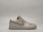 Jordan 1 Low Paisley Embossed Sneakers in Cream and Taupe