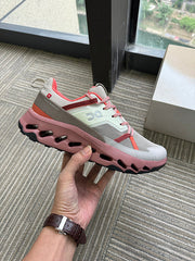On Running Cloudmonster 5 Sneakers in Pink and Gray