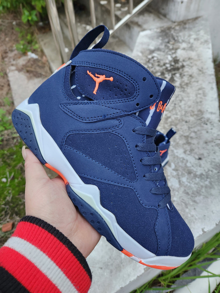 Jordan 7 Men's Sneakers in Navy, White and Orange