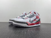 Air Jordan 3 White Grey Red Graphic Sneakers